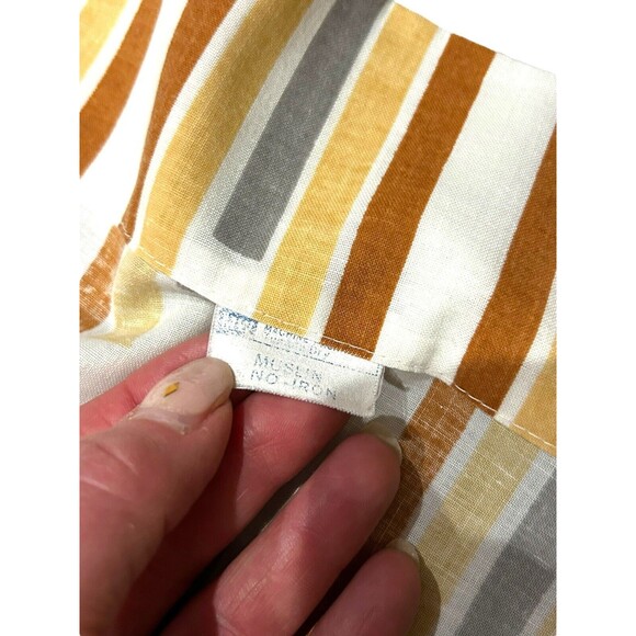 VTG Penn Prest MW Fashion Manor Striped Single Sheet Set Orange Gold Brown JCP - Picture 3 of 6